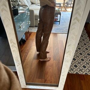 Good American brown vegan leather pants